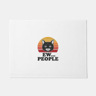 Funny Black Cat Ew People Retro Sunset T-Shirt Des Doormat