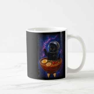Funny Black Cat Flying A Ramen Bowl Space Astronau Coffee Mug