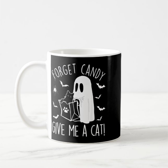 Funny Black Cat Forget Candy Give A Cat Lovers Coffee Mug (Left)