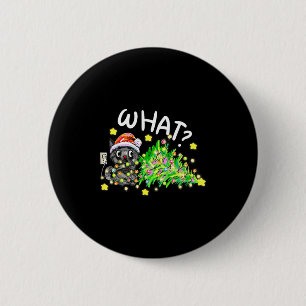 Funny Black Cat Gift Pushing Christmas Tree Over C 2 Inch Round Button