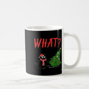 Funny Black Cat Gift Pushing Christmas Tree Over C Coffee Mug