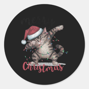 Funny Black Cat Halloween Funny Christmas  Classic Round Sticker