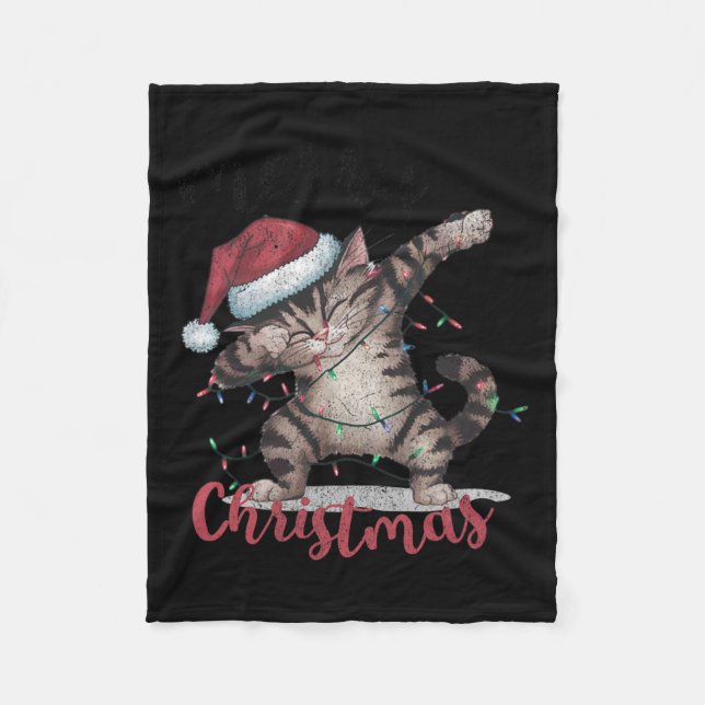 Funny Black Cat Halloween Funny Christmas  Fleece Blanket (Front)