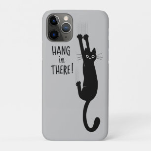 Funny Black Cat Hanging On   Hang in There! iPhone 11 Pro Case