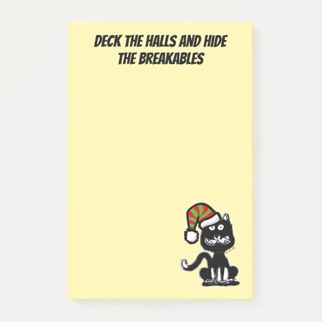 Funny Black Cat Holiday Humour Festive Cat Post-it Notes (Front)