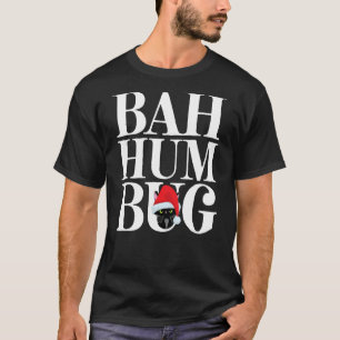 Funny Black Cat in Santa Hat Bah Humbug Christmas T-Shirt
