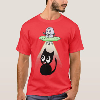 Funny Black Cat Is Being Abducted T-Shirt