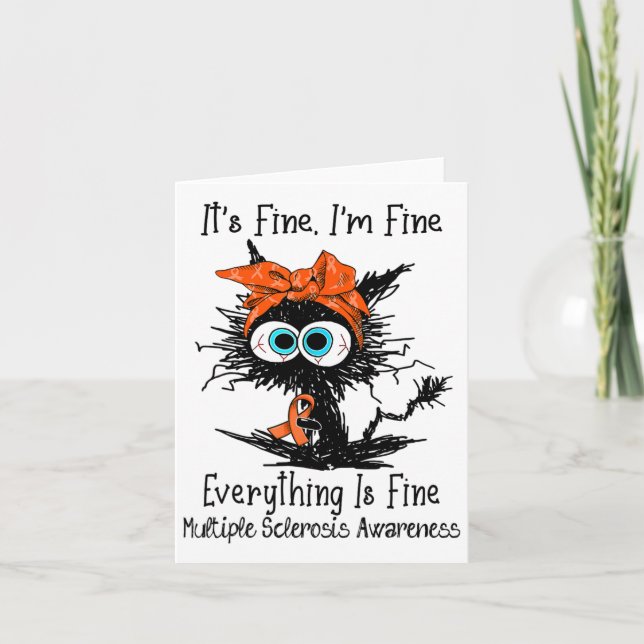 Funny Black Cat Its Fine I'm Fine Multiple Scleros Card (Front)