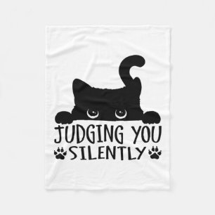 Funny Black Cat Judging You Silently Sarcastic Cat Fleece Blanket