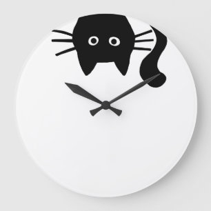 Funny Black Cat Large Clock