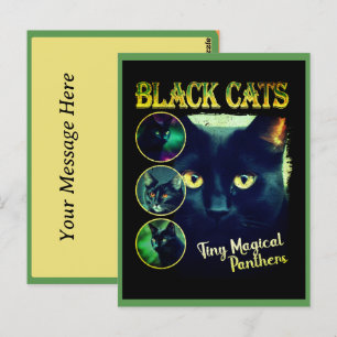 Funny Black Cat Lover Faux Bootleg 90s Graphic Postcard