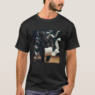Funny Black Cat Meme Toilet Paper Chaos Design T-Shirt