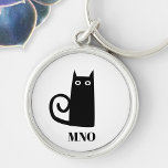 Funny Black Cat Monogram Keychain<br><div class="desc">Cute little black cat for luck. Original art by Nic Squirrell. Change the monogram initials to personalize.</div>