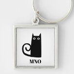 Funny Black Cat Monogram Keychain<br><div class="desc">Cute little black cat for luck. Original art by Nic Squirrell. Change the monogram initials to personalize.</div>