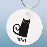 Funny Black Cat Monogram Keychain<br><div class="desc">Cute little black cat for luck.  Original art by Nic Squirrell.  Change the monogram initials to personalize.</div>