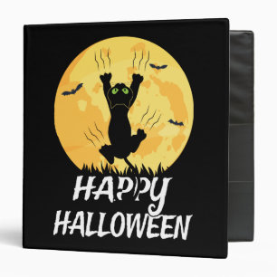 Funny Black Cat Moon Happy Halloween Binder