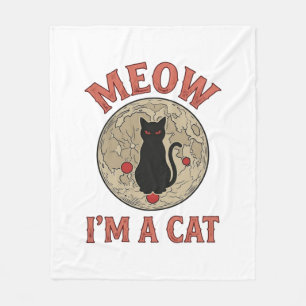 Funny Black Cat Moon Vintage Halloween Design_1 Fleece Blanket