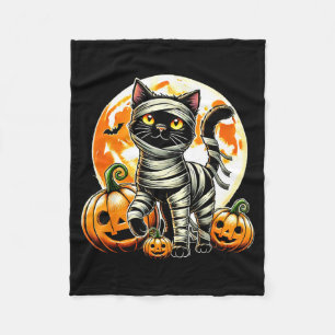 Funny Black Cat Mummy Halloween Cosume Men Women Fleece Blanket