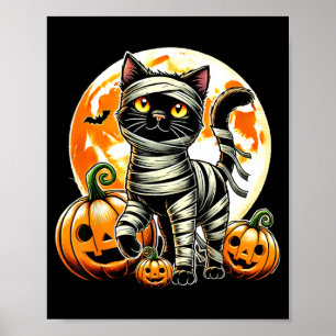 Funny Black Cat Mummy Halloween Cosume Men Women Poster