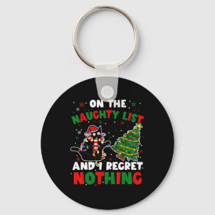 Funny Black Cat Naughty Santa Christmas Xmas Women Keychain