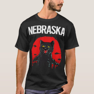 Funny Black Cat Nebraska  T-Shirt