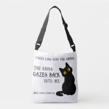 Funny Black Cat Parent Nietzsche Quote Tote Bag