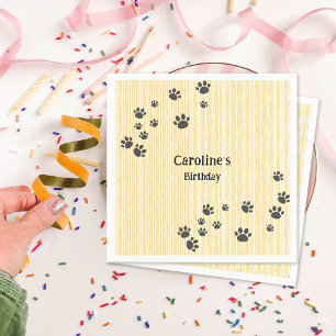 Funny Black Cat Paws Animal Lover Birthday Napkin