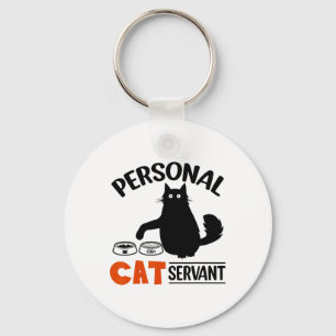 Funny Black Cat Personal Cat Servant Keychain