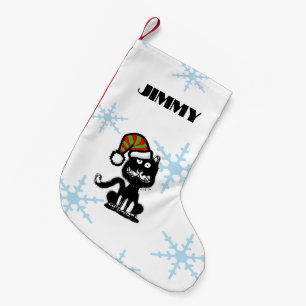Funny Black Cat Personalized Holiday Small Christmas Stocking