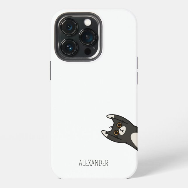 Funny Black Cat Personalized iPhone Case (Back)