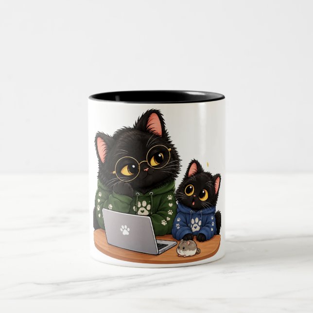 Funny Black Cat Programmer Gift Mug  Developer Cat (Center)