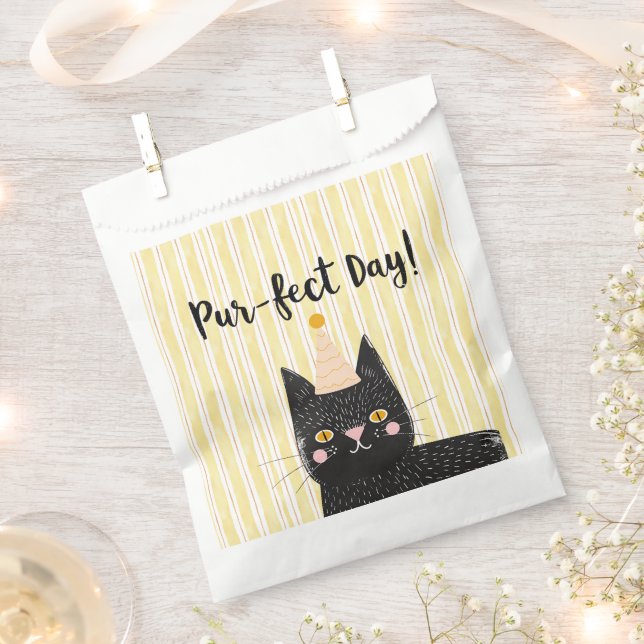 Funny Black Cat Pur-fect Day  Favour Bag (Clipped)