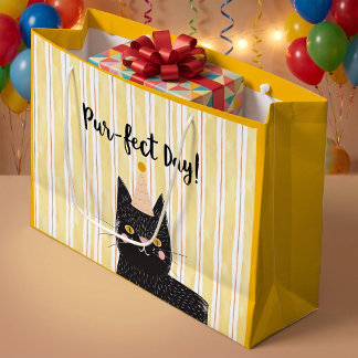 Funny Black Cat Pur-fect Day  Large Gift Bag