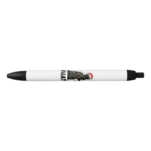 Funny Black Cat Pushing Christmas Tree Over Cat Ch Black Ink Pen (Front)