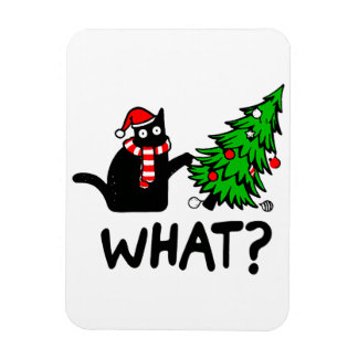 Funny Black Cat Pushing Christmas Tree Pet Lover Magnet