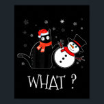 Funny Black Cat Pushing Snowman Christmas Winter C Poster<br><div class="desc">Funny Black Cat Pushing Snowman Christmas Winter Costume</div>