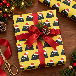 Funny Black Cat Santa Christmas Wrapping Paper