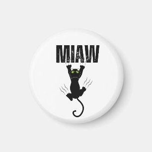 Funny Black Cat Scratching "MIAW" Graphic Magnet