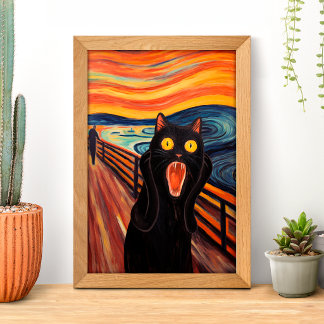 Funny Black Cat Scream Inspired Poster