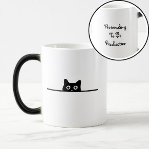 Funny Black Cat Sneaky Peaking Cat Lover Gift Magic Mug