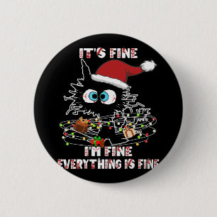Funny Black Cat Tee 2 Inch Round Button