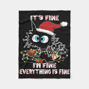 Funny Black Cat Tee  Fleece Blanket