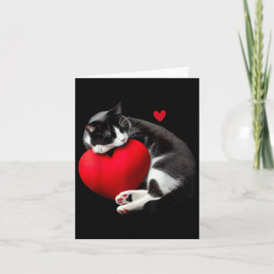 Funny Black Cat Valentines Day Heart Cat  Card