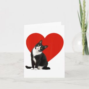Funny Black Cat Valentine's Day Heart Tuxedo Cat L Card