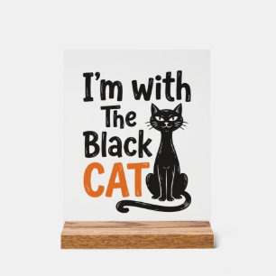 Funny Black Cat Vintage Engraving Halloween Design Acrylic Sign