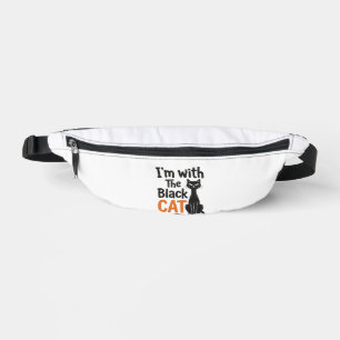 Funny Black Cat Vintage Engraving Halloween Design Fanny Pack