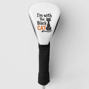 Funny Black Cat Vintage Engraving Halloween Design Golf Head Cover