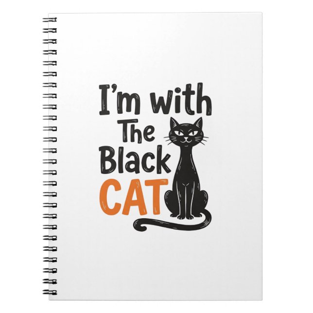 Funny Black Cat Vintage Engraving Halloween Design Notebook (Front)