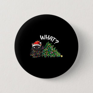 Funny Black Cat What_ Christmas Tree Funny Cat Lov 2 Inch Round Button