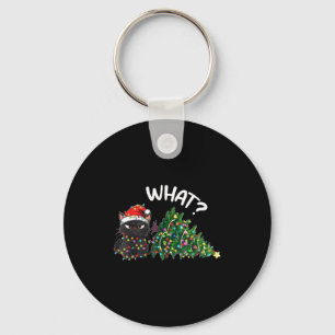 Funny Black Cat What_ Christmas Tree Funny Cat Lov Keychain